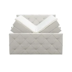 Leen Bakker Boxspring met opbergruimte en voetbord Liv geruit - ecru - 160x200cm