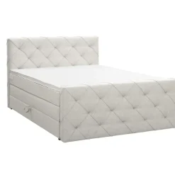 Leen Bakker Boxspring met opbergruimte en voetbord Liv geruit - ecru - 160x200cm