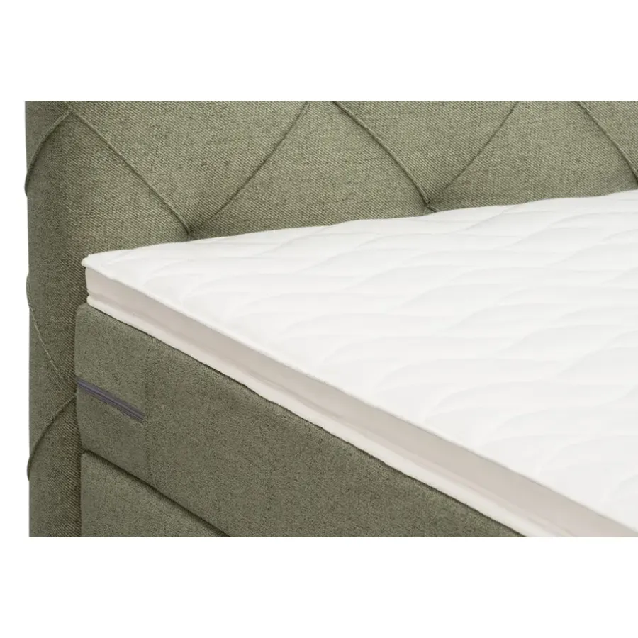 Leen Bakker Boxspring met opbergruimte en voetbord Liv geruit - groen - 140x200cm