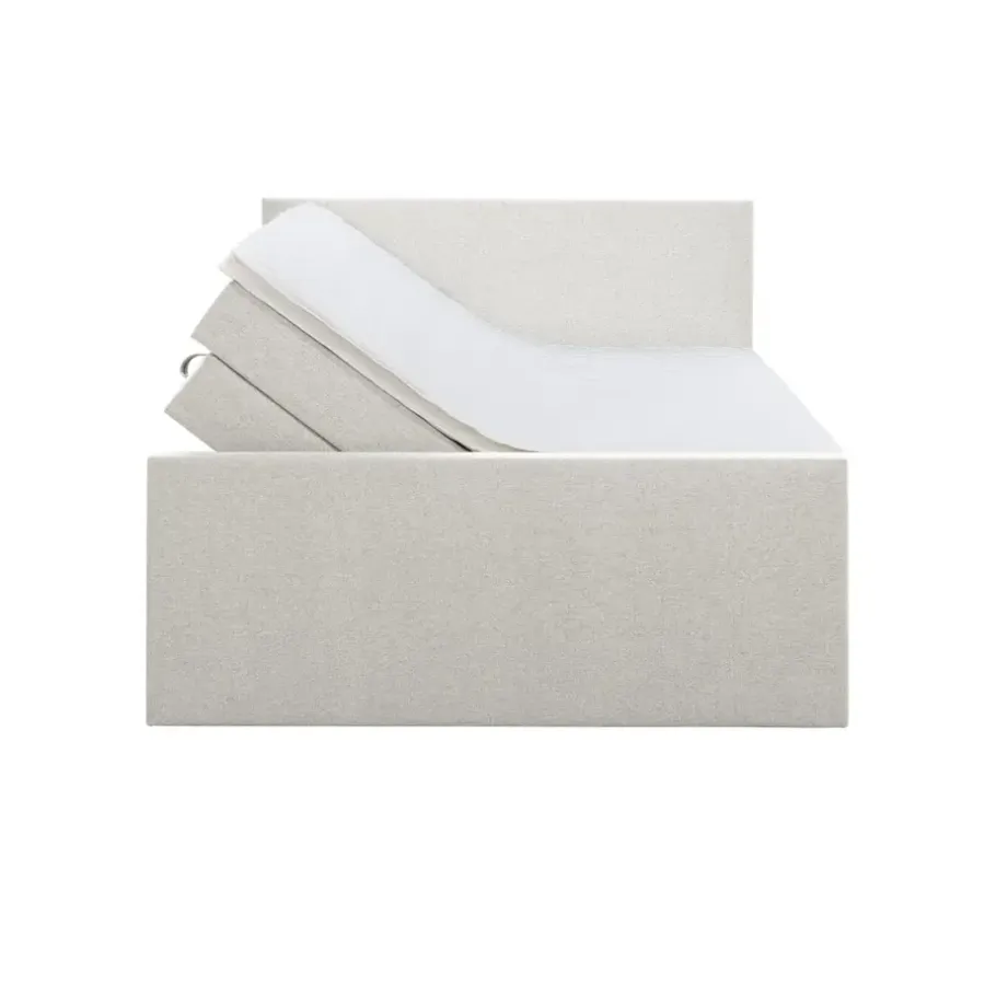 2-Persoons Boxsprings-Leen Bakker Boxspring met opbergruimte en voetbord Liv egaal - ecru - 160x200cm
