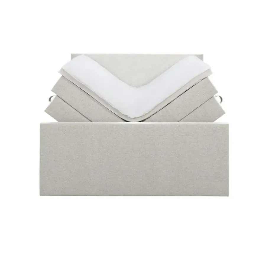 2-Persoons Boxsprings-Leen Bakker Boxspring met opbergruimte en voetbord Liv egaal - ecru - 160x200cm