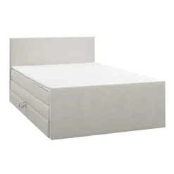 2-Persoons Boxsprings-Leen Bakker Boxspring met opbergruimte en voetbord Liv egaal - ecru - 160x200cm
