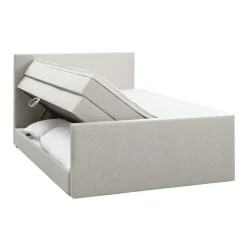 2-Persoons Boxsprings-Leen Bakker Boxspring met opbergruimte en voetbord Liv egaal - ecru - 160x200cm