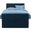 1-Persoons Boxsprings-Leen Bakker Boxspring met opbergruimte en voetbord Liv geblokt - blauw - 120x200cm