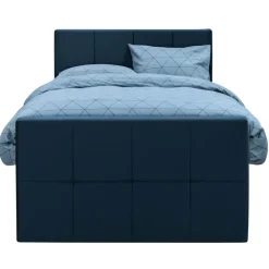 1-Persoons Boxsprings-Leen Bakker Boxspring met opbergruimte en voetbord Liv geblokt - blauw - 120x200cm