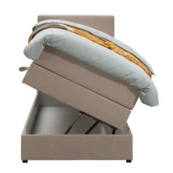 1-Persoons Boxsprings-Leen Bakker Boxspring met opbergruimte Liv geblokt - beige - 90x200 cm