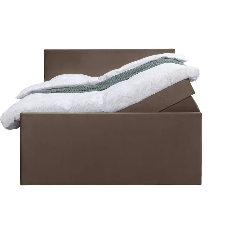 2-Persoons Boxsprings-Leen Bakker Boxspring met opbergruimte en voetbord Liv egaal - bruin - 140x200cm