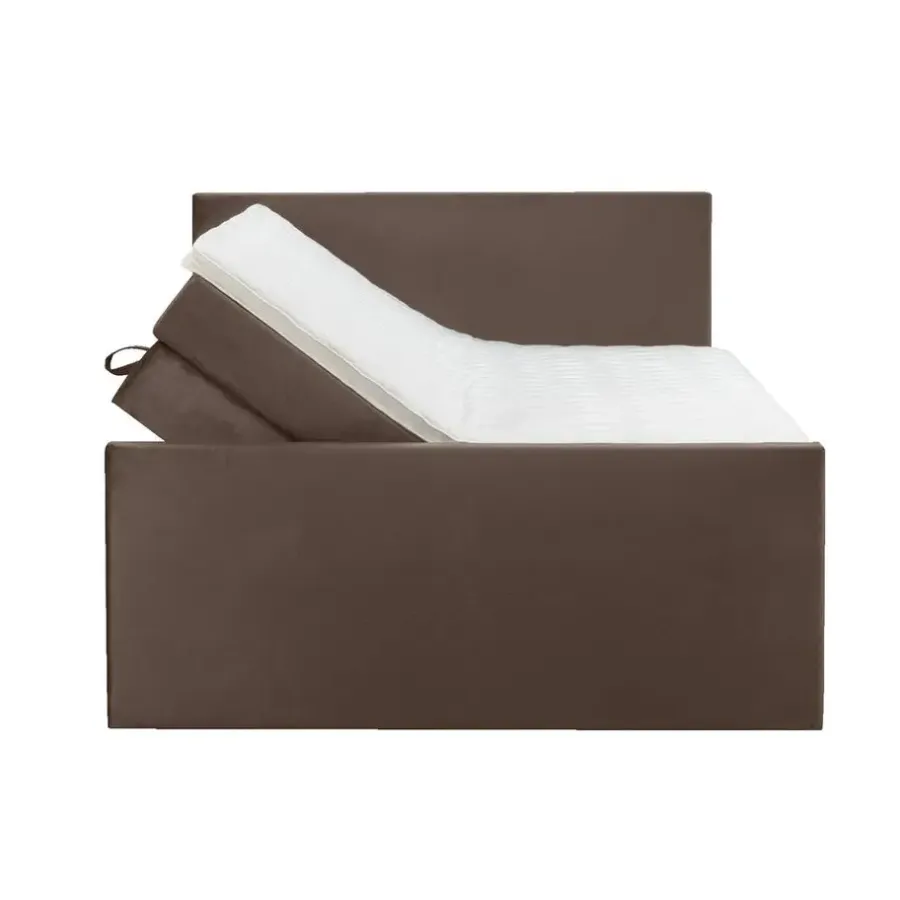 2-Persoons Boxsprings-Leen Bakker Boxspring met opbergruimte en voetbord Liv egaal - bruin - 140x200cm