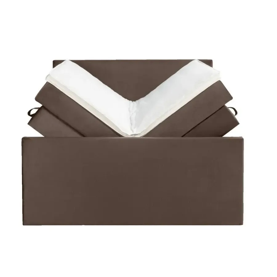 2-Persoons Boxsprings-Leen Bakker Boxspring met opbergruimte en voetbord Liv egaal - bruin - 140x200cm
