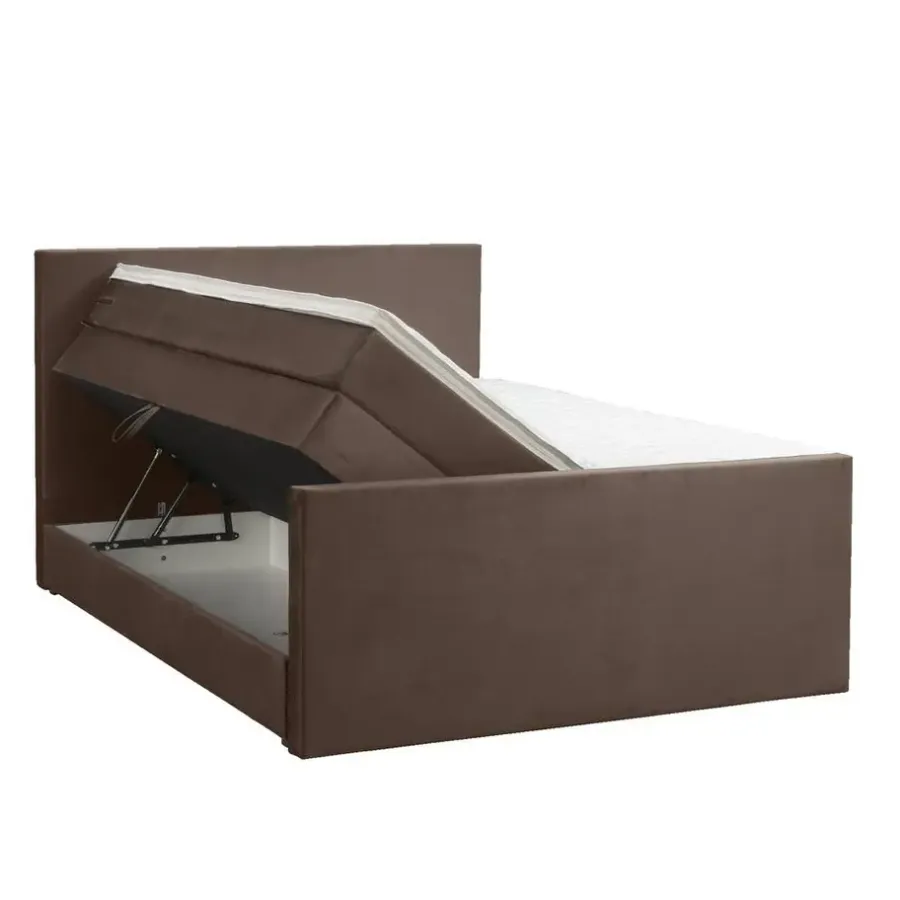2-Persoons Boxsprings-Leen Bakker Boxspring met opbergruimte en voetbord Liv egaal - bruin - 140x200cm