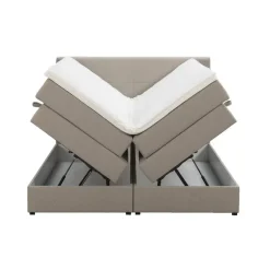 Leen Bakker Boxspring met opbergruimte Liv geblokt - beige - 160x200 cm