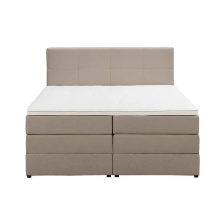 Leen Bakker Boxspring met opbergruimte Liv geblokt - beige - 160x200 cm