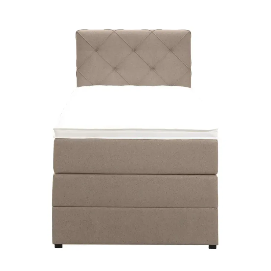 Leen Bakker Boxspring met opbergruimte Liv geruit - beige - 90x200 cm