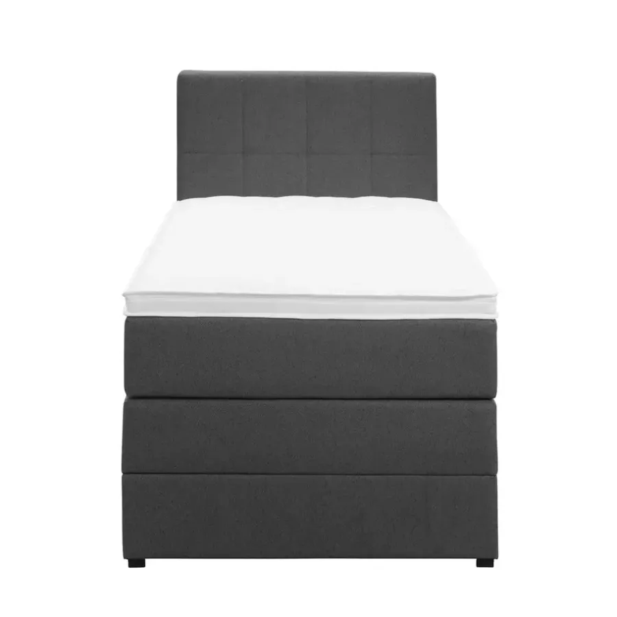 1-Persoons Boxsprings-Leen Bakker Boxspring met opbergruimte Liv geblokt - antraciet - 90x200 cm