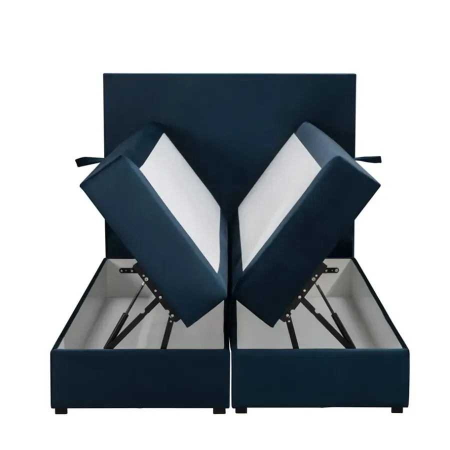 Leen Bakker Boxspring met opbergruimte Liv egaal - blauw - 120x200 cm