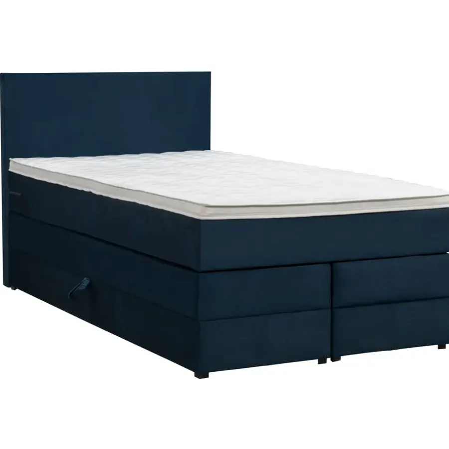 Leen Bakker Boxspring met opbergruimte Liv egaal - blauw - 120x200 cm