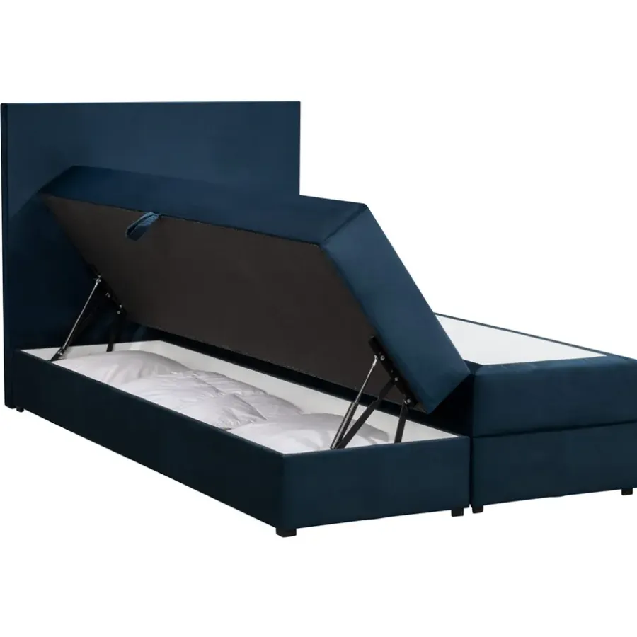 Leen Bakker Boxspring met opbergruimte Liv egaal - blauw - 120x200 cm