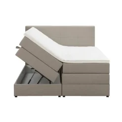 Leen Bakker Boxspring met opbergruimte Liv geblokt - beige - 180x200 cm