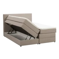 Leen Bakker Boxspring met opbergruimte Liv geblokt - beige - 180x200 cm