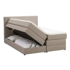 Leen Bakker Boxspring met opbergruimte Liv geblokt - beige - 180x200 cm
