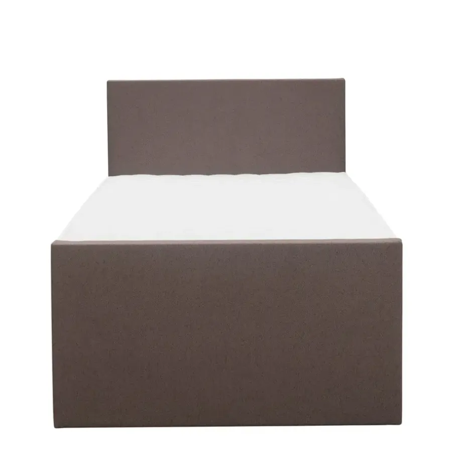 Leen Bakker Boxspring met opbergruimte en voetbord Liv egaal - donkerbruin - 120x200cm