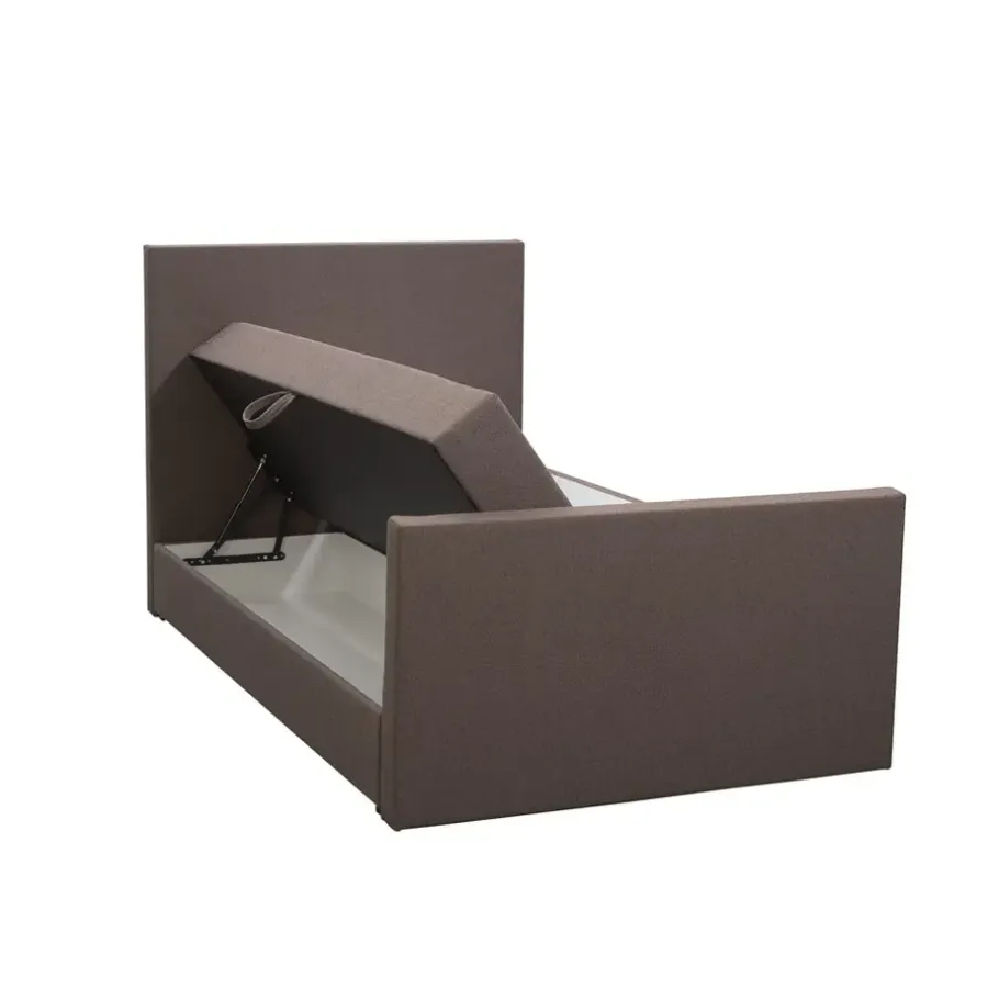 Leen Bakker Boxspring met opbergruimte en voetbord Liv egaal - donkerbruin - 120x200cm