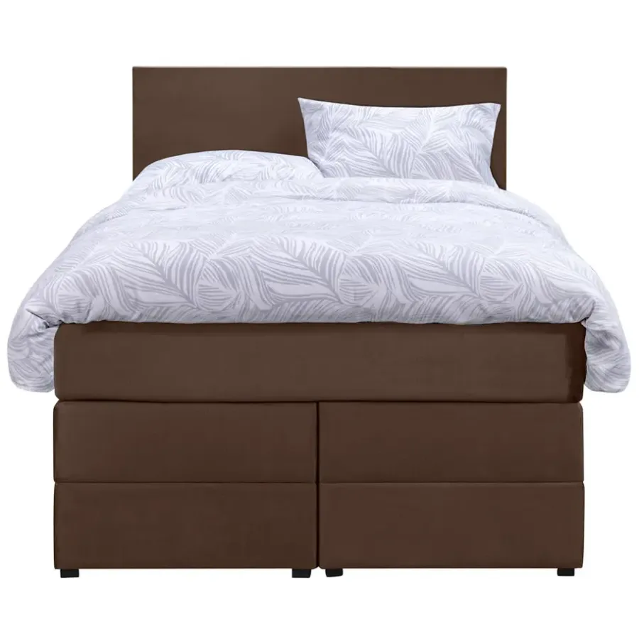1-Persoons Boxsprings-Leen Bakker Boxspring met opbergruimte Liv egaal - bruin - 120x200 cm