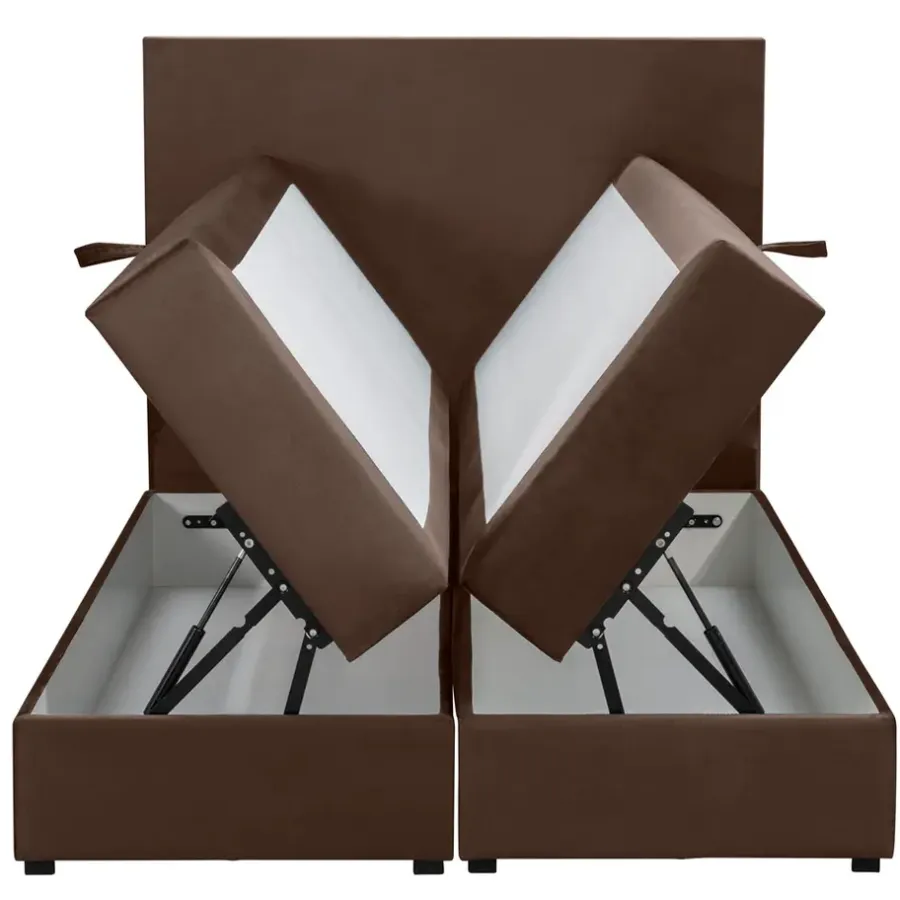 1-Persoons Boxsprings-Leen Bakker Boxspring met opbergruimte Liv egaal - bruin - 120x200 cm