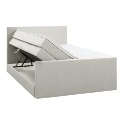 2-Persoons Boxsprings-Leen Bakker Boxspring met opbergruimte en voetbord Liv egaal - ecru - 140x200cm