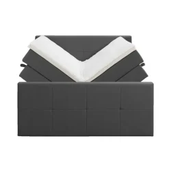 Leen Bakker Boxspring met opbergruimte en voetbord Liv geblokt - antraciet - 180x200cm
