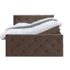 Leen Bakker Boxspring met opbergruimte en voetbord Liv geruit - bruin - 180x200cm