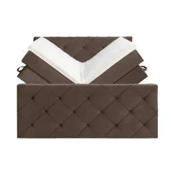 Leen Bakker Boxspring met opbergruimte en voetbord Liv geruit - bruin - 180x200cm
