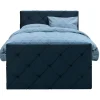 1-Persoons Boxsprings-Leen Bakker Boxspring met opbergruimte en voetbord Liv geruit - blauw - 120x200cm