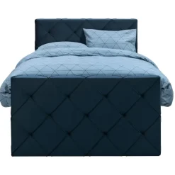 1-Persoons Boxsprings-Leen Bakker Boxspring met opbergruimte en voetbord Liv geruit - blauw - 120x200cm
