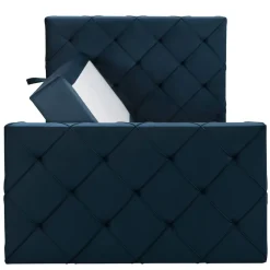 1-Persoons Boxsprings-Leen Bakker Boxspring met opbergruimte en voetbord Liv geruit - blauw - 120x200cm
