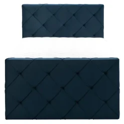 1-Persoons Boxsprings-Leen Bakker Boxspring met opbergruimte en voetbord Liv geruit - blauw - 120x200cm