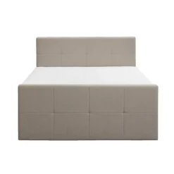 Leen Bakker Boxspring met opbergruimte en voetbord Liv geblokt - beige - 160x200cm