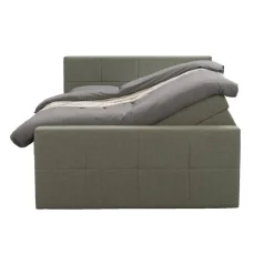 2-Persoons Boxsprings-Leen Bakker Boxspring met opbergruimte en voetbord Liv geblokt - groen - 180x200cm