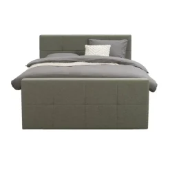 2-Persoons Boxsprings-Leen Bakker Boxspring met opbergruimte en voetbord Liv geblokt - groen - 180x200cm