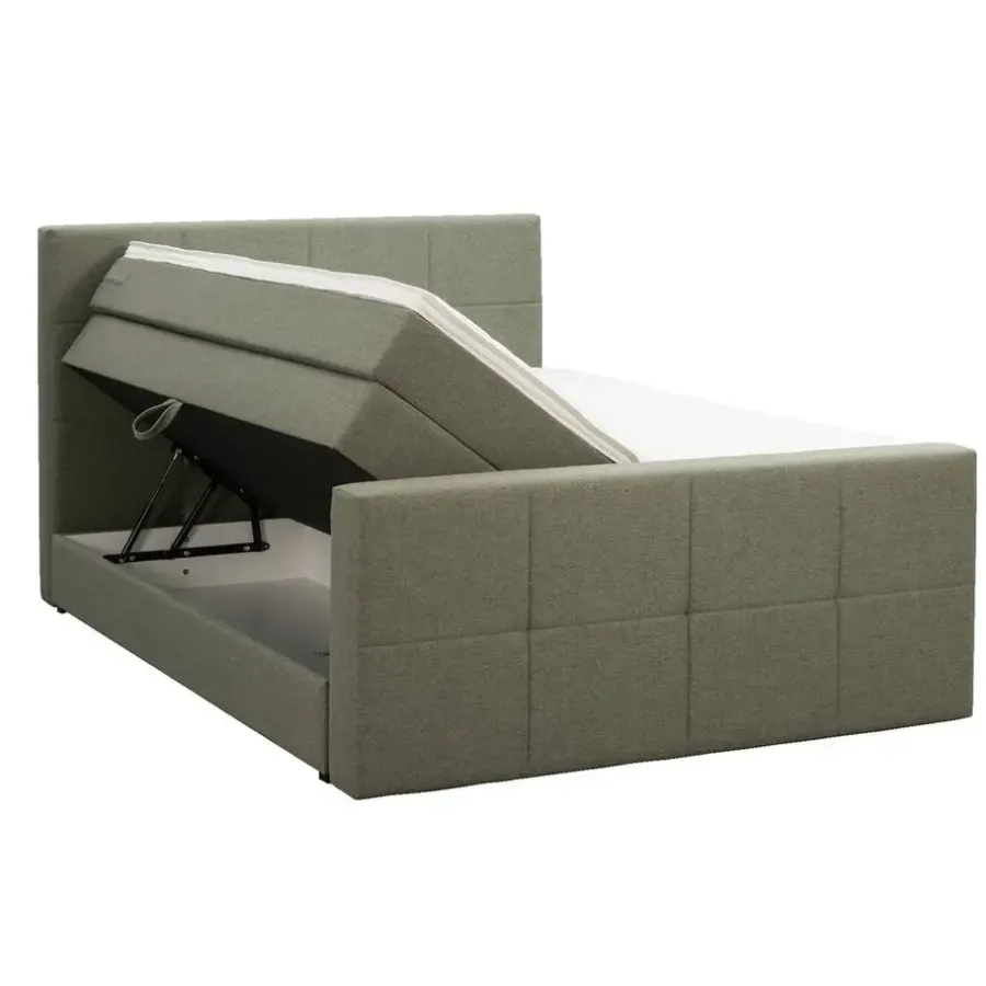 2-Persoons Boxsprings-Leen Bakker Boxspring met opbergruimte en voetbord Liv geblokt - groen - 180x200cm