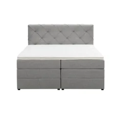 2-Persoons Boxsprings-Leen Bakker Boxspring met opbergruimte Liv geruit - lichtgrijs - 160x200 cm