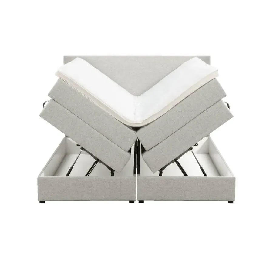Leen Bakker Boxspring met opbergruimte Liv egaal - ecru - 180x200 cm