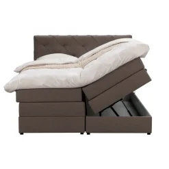 2-Persoons Boxsprings-Leen Bakker Boxspring met opbergruimte Liv geruit - donkerbruin - 180x200 cm