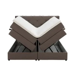 2-Persoons Boxsprings-Leen Bakker Boxspring met opbergruimte Liv geruit - donkerbruin - 180x200 cm