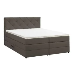 2-Persoons Boxsprings-Leen Bakker Boxspring met opbergruimte Liv geruit - donkerbruin - 180x200 cm
