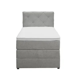 1-Persoons Boxsprings-Leen Bakker Boxspring met opbergruimte Liv geruit - lichtgrijs - 90x200 cm