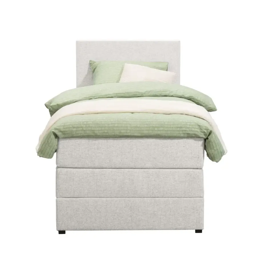 Leen Bakker Boxspring met opbergruimte Liv egaal - ecru - 90x200 cm
