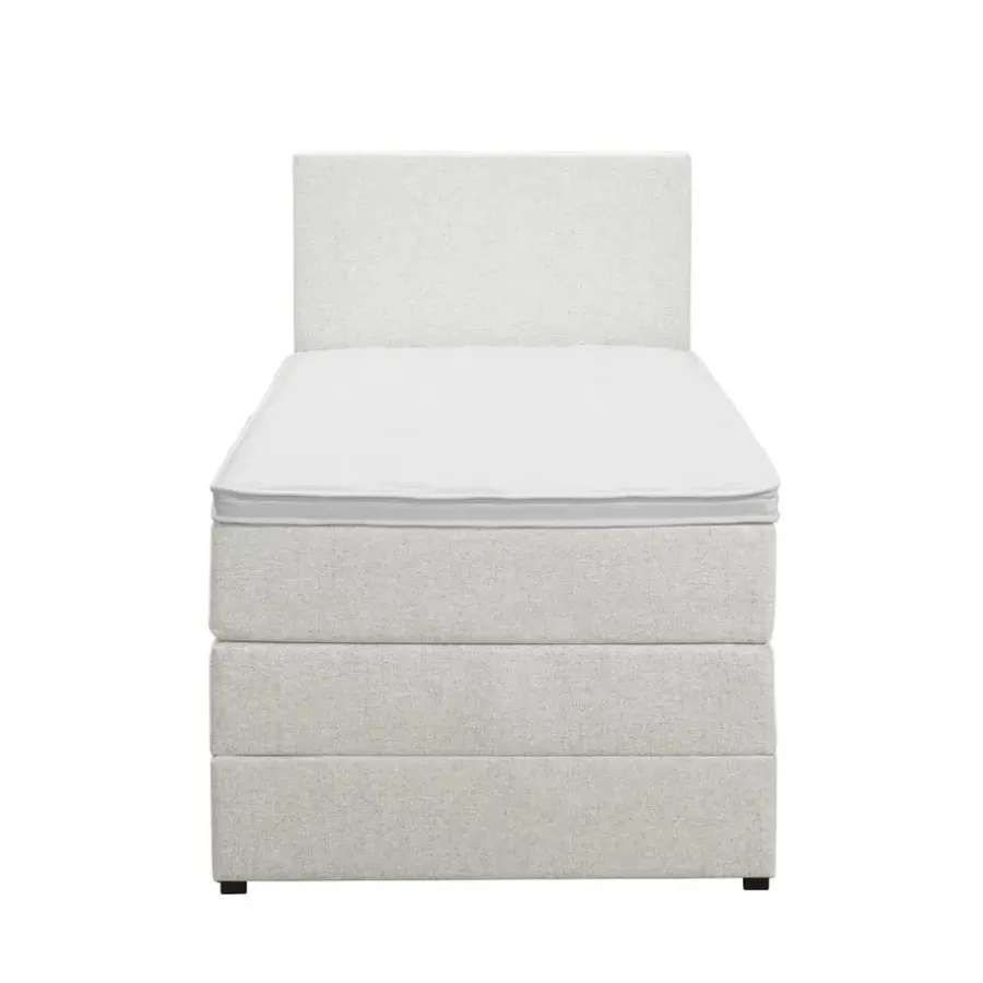 Leen Bakker Boxspring met opbergruimte Liv egaal - ecru - 90x200 cm