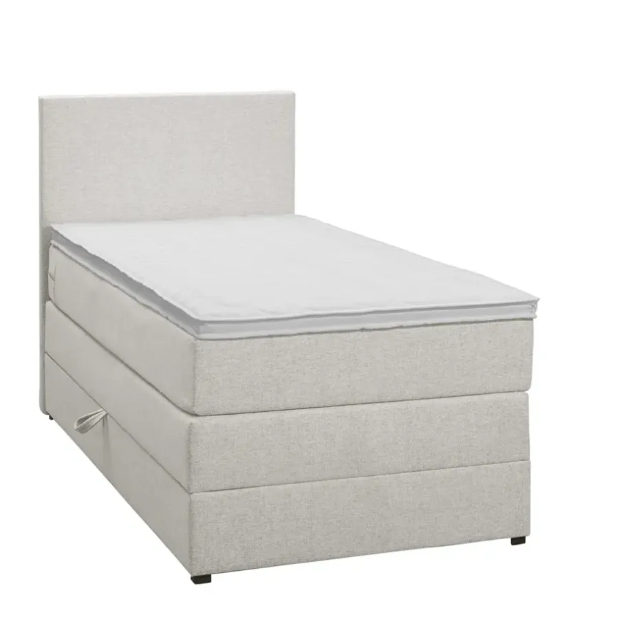 Leen Bakker Boxspring met opbergruimte Liv egaal - ecru - 90x200 cm