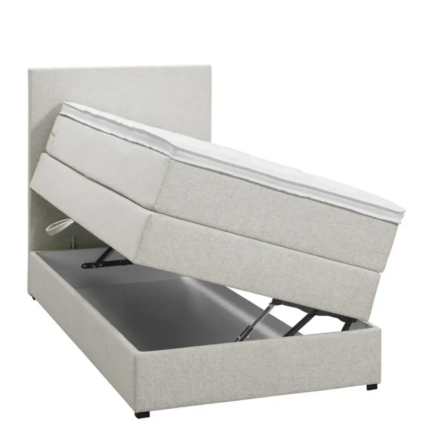 Leen Bakker Boxspring met opbergruimte Liv egaal - ecru - 90x200 cm